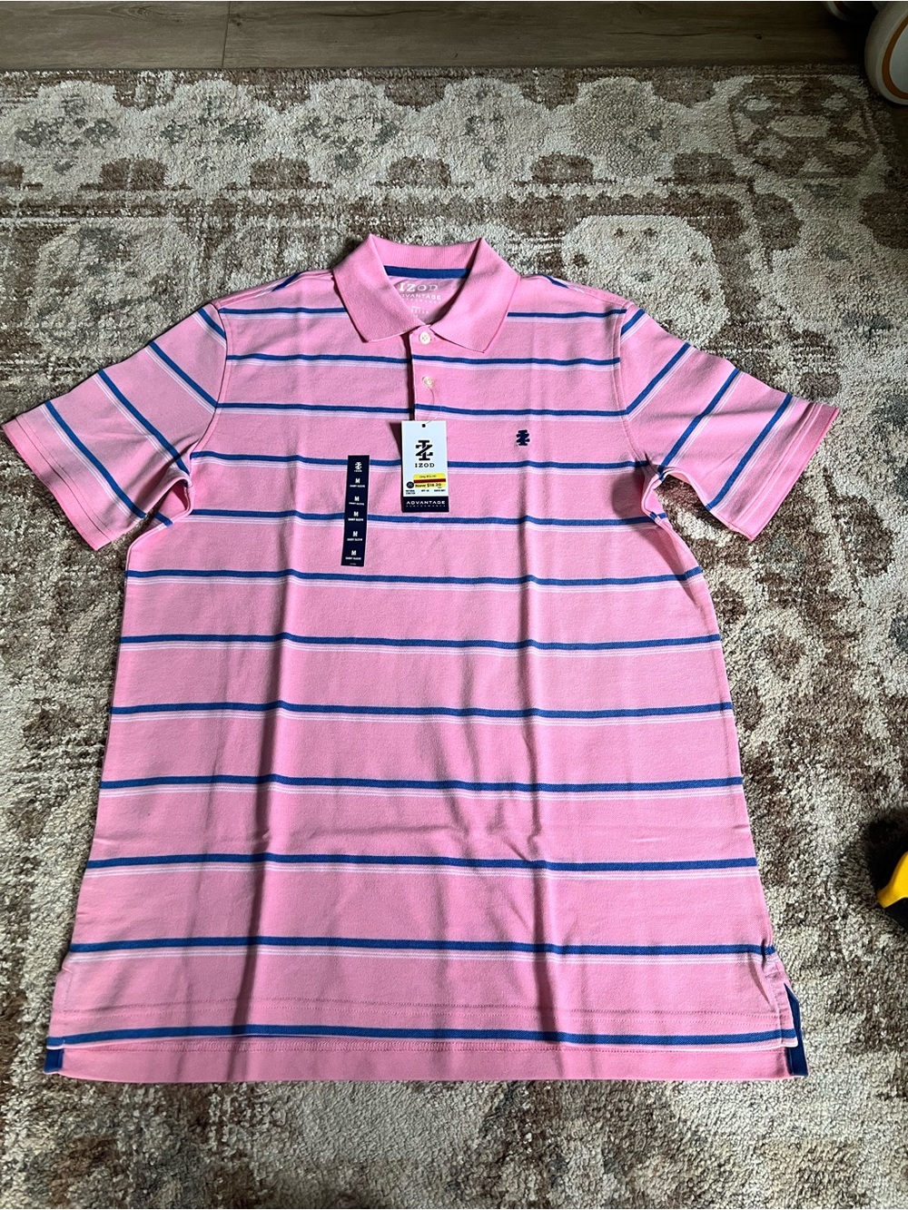 Izod Pink Polo with Navy Stripe Detail